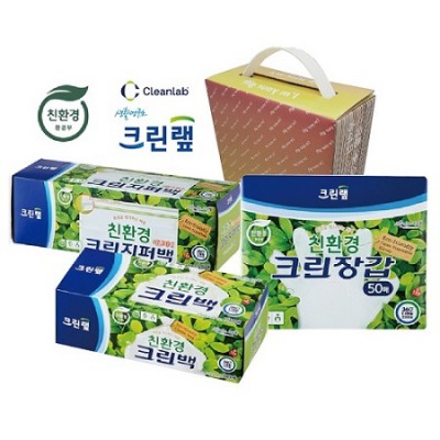 크린랩 친환경 3종세트 (크린백+크린장갑+지퍼백)