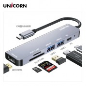 유니콘 C타입 6in1 HDMI 멀티 USB3.1 허브 4K 미러링 PD 87W 충전 지원 알루미늄 TCH-P30