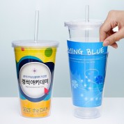 DIY 카페로맨스 속지교체형 이중구조 투명 빨대텀블러 500ml