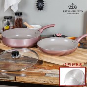 로얄그래프톤 로사 인덕션겸용(IH) 세라믹코팅 후라이팬28cm + 궁중전골팬28cm + 유리뚜껑 3P