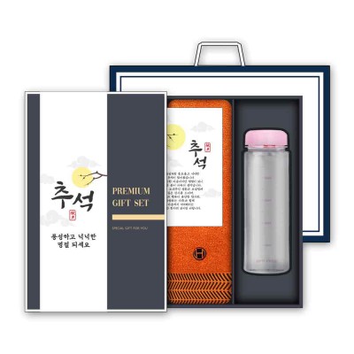 [송월] 호텔컬렉션 어로우40 세면타월 150g 1P+마이보틀 500ml 1P 세트