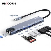 유니콘 C타입 8in1 LAN포트 HDMI 멀티 USB허브 4K 미러링 PD 87W 충전 지원 알루미늄 TCH-L60