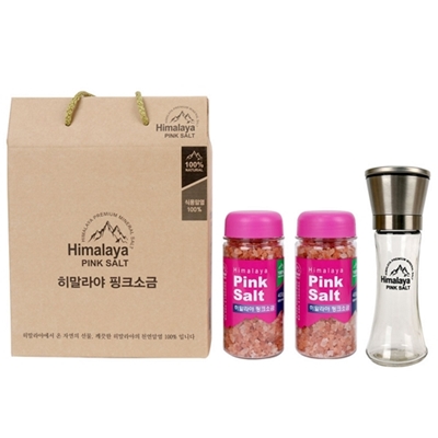 히말라야 핑크소금 선물세트 대용량 400g x 2개입 + 그라인더