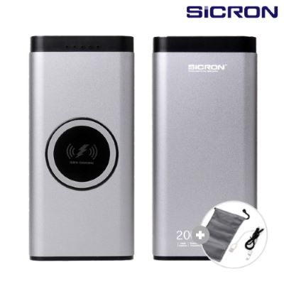 SICRON 9V 12V PD 고속 무선충전 대용량 보조배터리 (24W) (20000mAh)