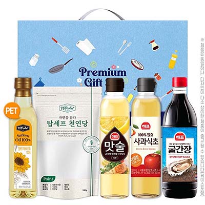 해표 천연당 맛술 사과식초 굴간장 페트해바라기유 5종 선물세트